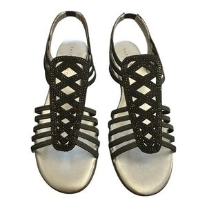 Karen Scott Ellya Embellished Dressy Slingback Sandals - Black - Women Size 7.5